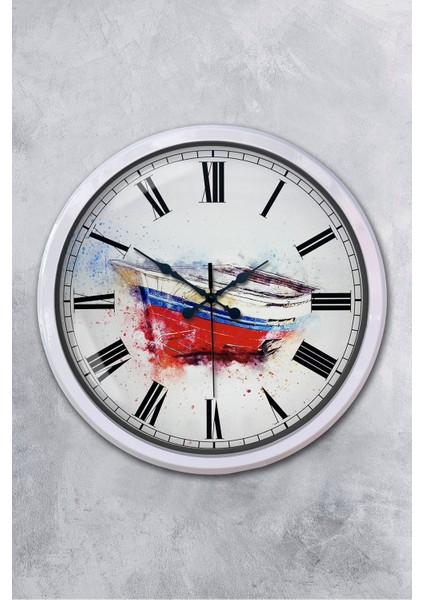 52 cm Beyaz Metal Kayık Duvar Saati