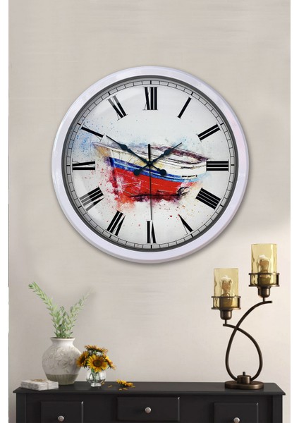 52 cm Beyaz Metal Kayık Duvar Saati fiyatları