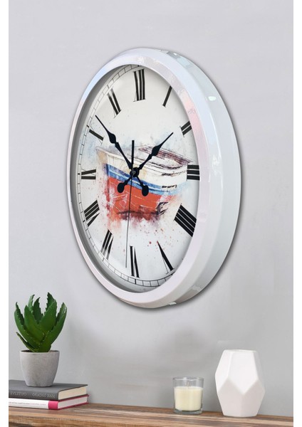 52 cm Beyaz Metal Kayık Duvar Saati modelleri
