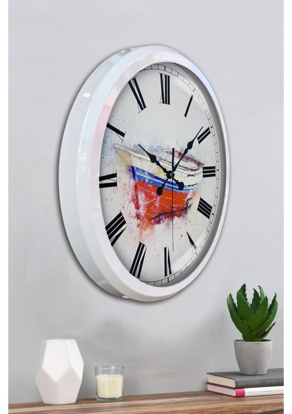 52 cm Beyaz Metal Kayık Duvar Saati fırsatları
