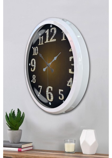 52 cm Beyaz Metal Klasik Duvar Saati modelleri