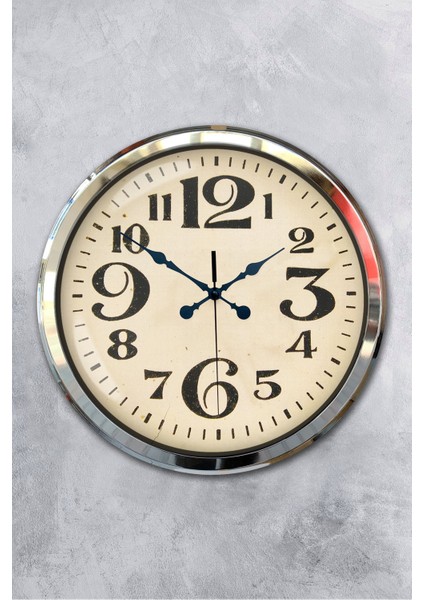 52 cm Krom Metal Klasik Rakam Duvar Saati