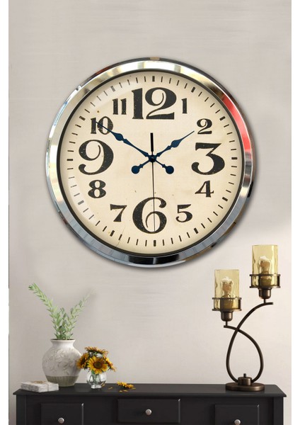 52 cm Krom Metal Klasik Rakam Duvar Saati fiyatları