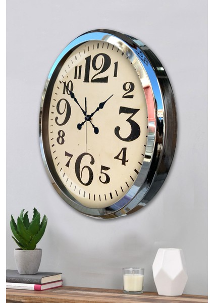 52 cm Krom Metal Klasik Rakam Duvar Saati modelleri