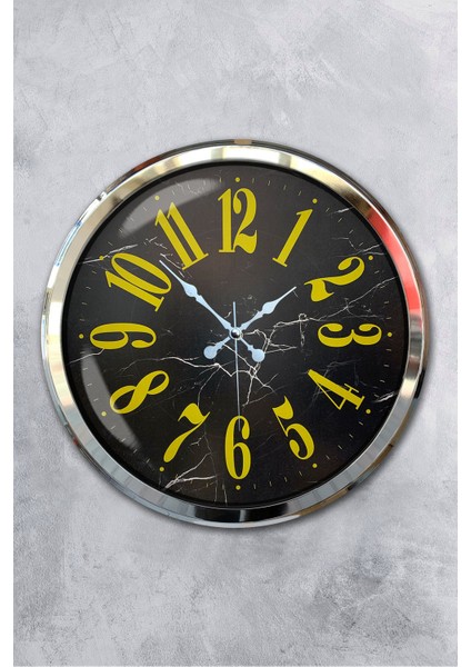 52 cm Krom Metal Klasik Sarı Duvar Saati