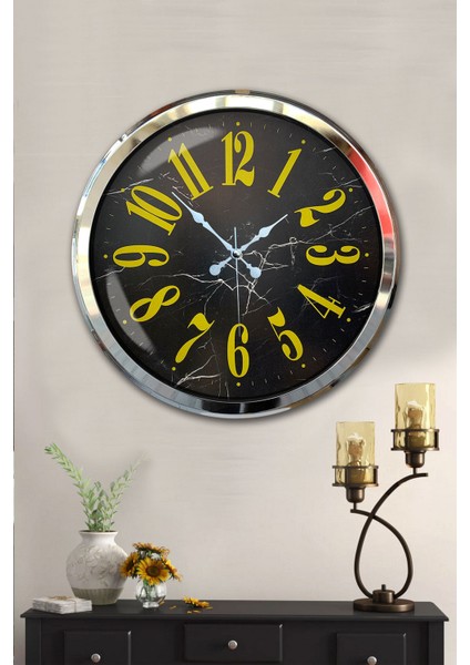 52 cm Krom Metal Klasik Sarı Duvar Saati fiyatları