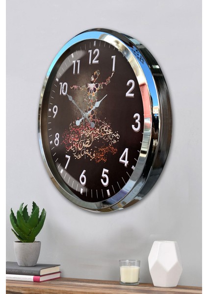 52 cm Krom Metal Mevlevi Duvar Saati modelleri