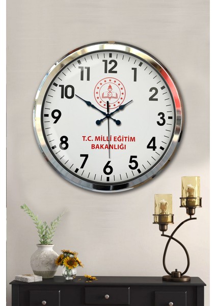 52 cm Krom Metal Milli Eğitim Duvar Saati fiyatları