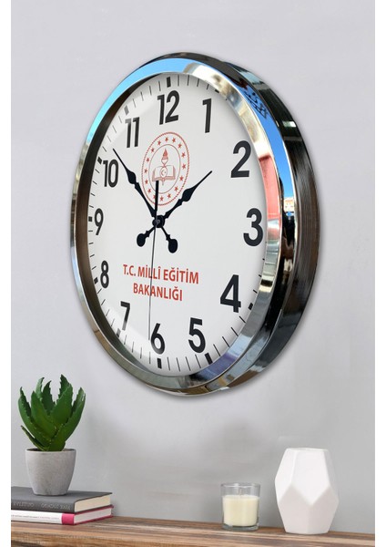 52 cm Krom Metal Milli Eğitim Duvar Saati modelleri
