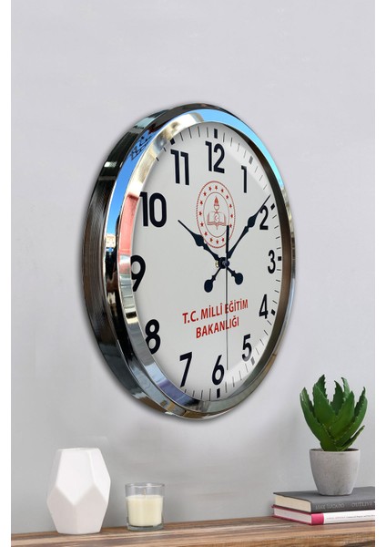 52 cm Krom Metal Milli Eğitim Duvar Saati fırsatları