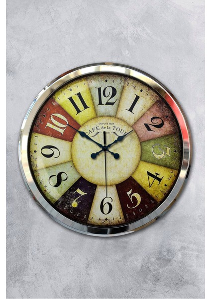 52 cm Krom Metal Modern Duvar Saati