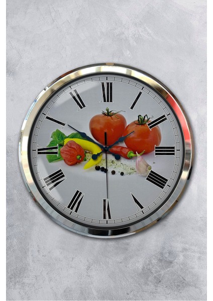 52 cm Krom Metal Mutfak Duvar Saati