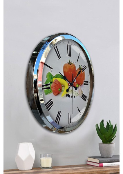 52 cm Krom Metal Mutfak Duvar Saati fırsatları