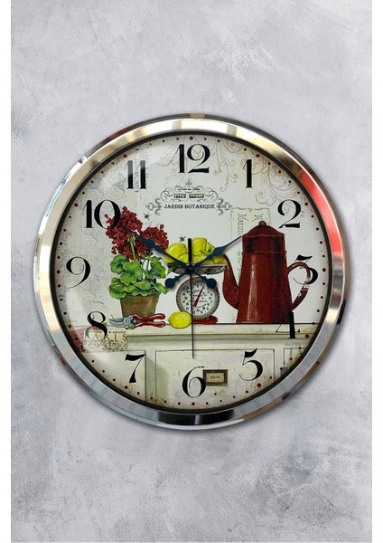 52 cm Krom Metal Mutfak Duvar Saati