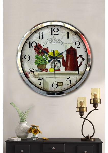 52 cm Krom Metal Mutfak Duvar Saati fiyatları