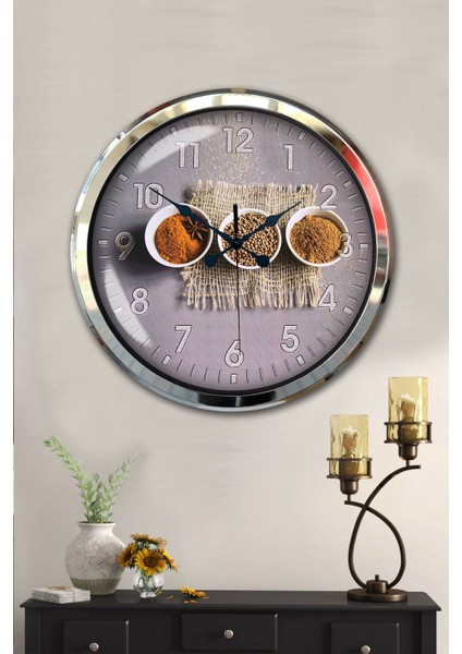 52 cm Krom Metal Mutfak Duvar Saati fiyatları