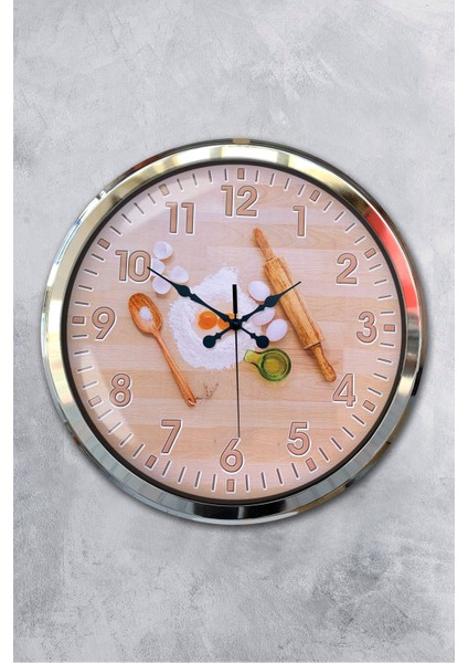 52 cm Krom Metal Mutfak Duvar Saati