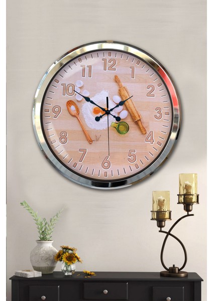 52 cm Krom Metal Mutfak Duvar Saati fiyatları