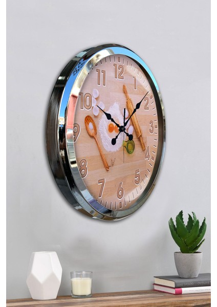 52 cm Krom Metal Mutfak Duvar Saati fırsatları
