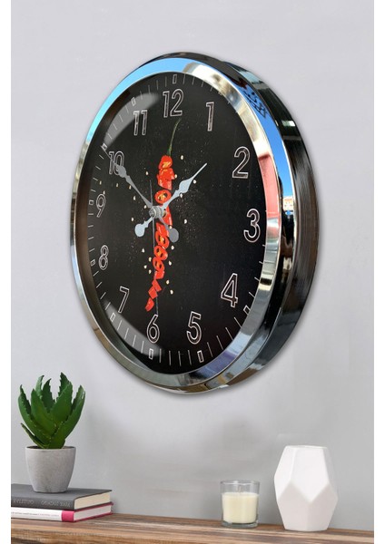 52 cm Krom Metal Mutfak Duvar Saati modelleri
