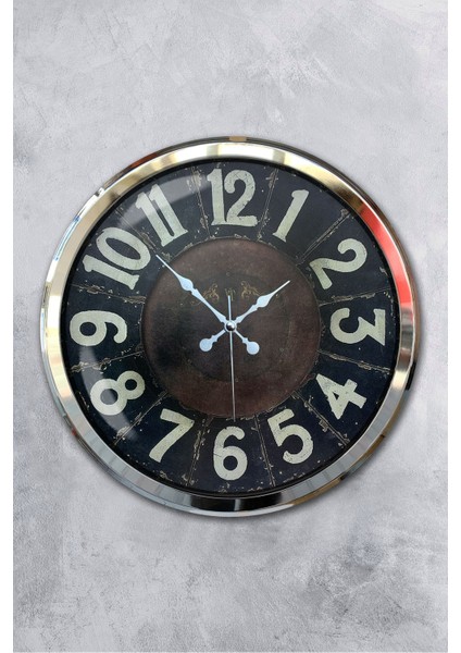 52 cm Krom Metal Retro Duvar Saati
