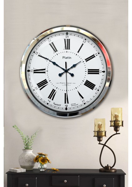 52 cm Krom Metal Roma Rakamlı Duvar Saati fiyatları