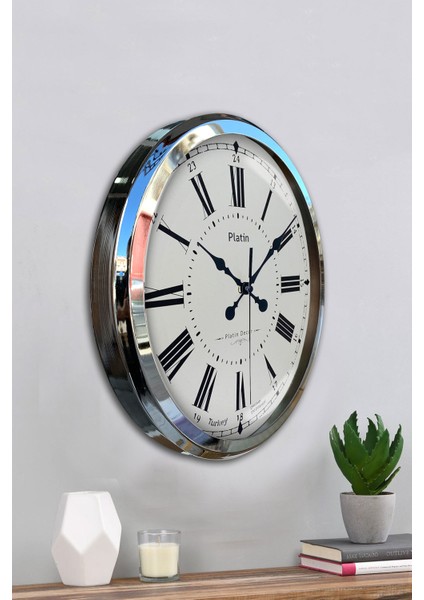 52 cm Krom Metal Roma Rakamlı Duvar Saati fırsatları