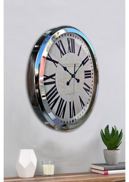 52 cm Krom Metal Roma Rakamlı Duvar Saati fırsatları
