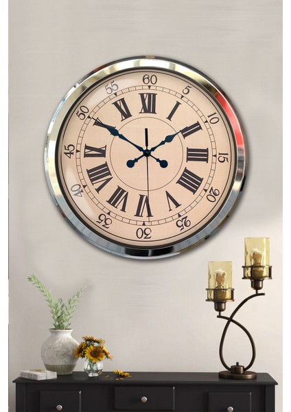 52 cm Krom Metal Roma Rakamlı Duvar Saati fiyatları