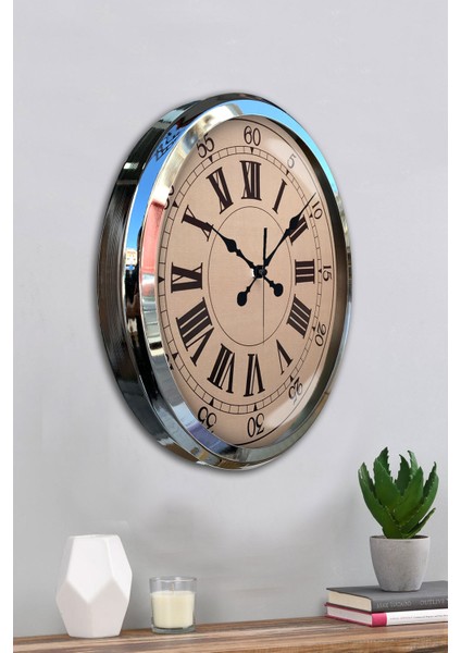 52 cm Krom Metal Roma Rakamlı Duvar Saati fırsatları