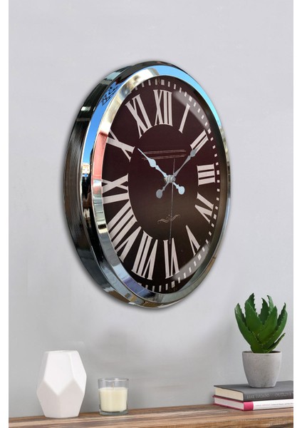 52 cm Krom Metal Siyah Kadran Duvar Saati fırsatları