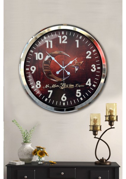 52 cm Krom Metal Türkiyem Duvar Saati fiyatları
