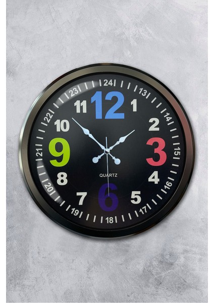 52 cm Siyah Metal 13-24 Duvar Saati