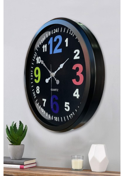 52 cm Siyah Metal 13-24 Duvar Saati modelleri