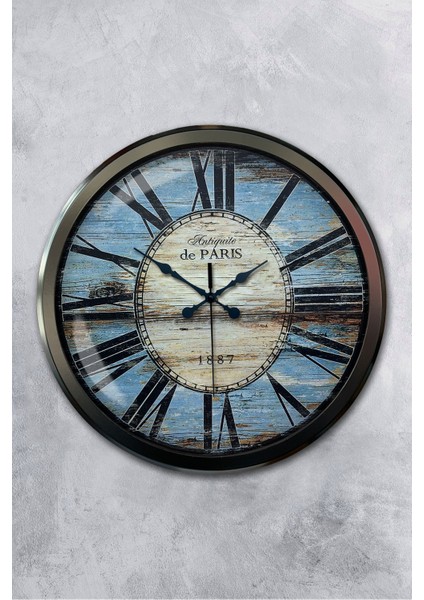 52 cm Siyah Metal 1980 Modası Duvar Saati