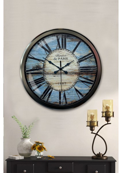 52 cm Siyah Metal 1980 Modası Duvar Saati fiyatları