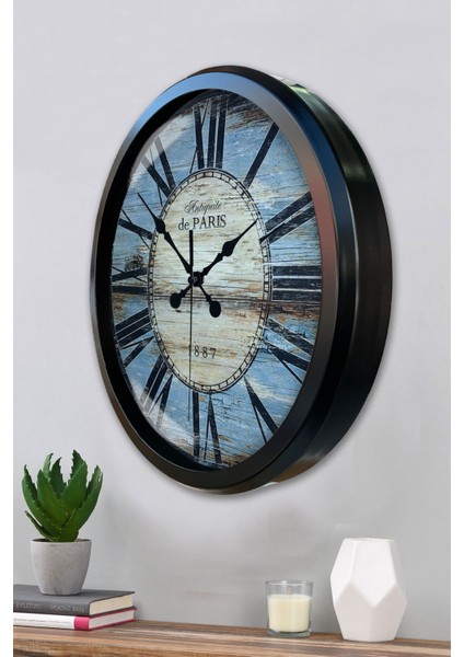 52 cm Siyah Metal 1980 Modası Duvar Saati modelleri