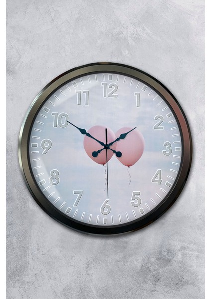 52 cm Siyah Metal Balon Duvar Saati