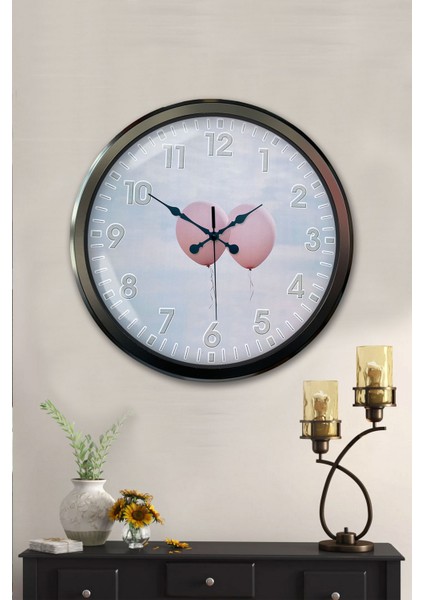 52 cm Siyah Metal Balon Duvar Saati fiyatları
