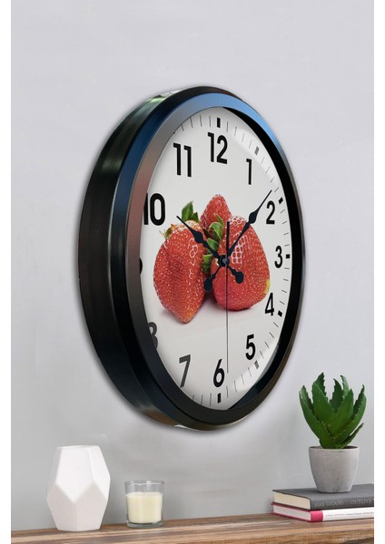 52 cm Siyah Metal Çilek Duvar Saati fırsatları