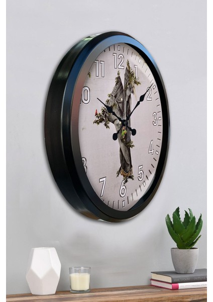 52 cm Siyah Metal Dekoratif Duvar Saati fırsatları