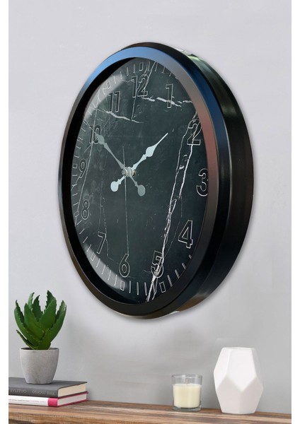 52 cm Siyah Metal Desenli Duvar Saati modelleri