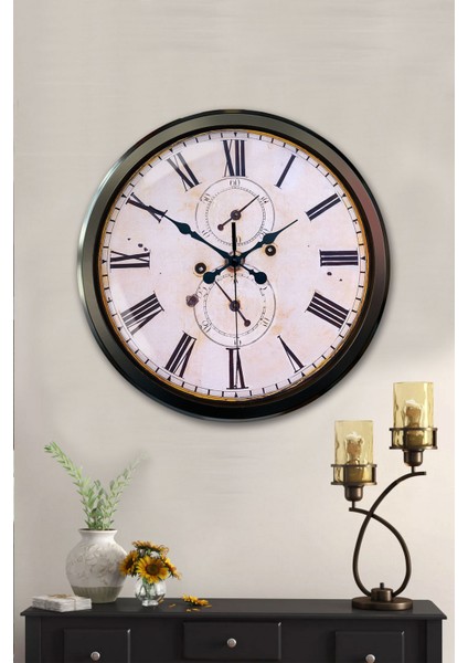 52 cm Siyah Metal Eskitme Duvar Saati fiyatları