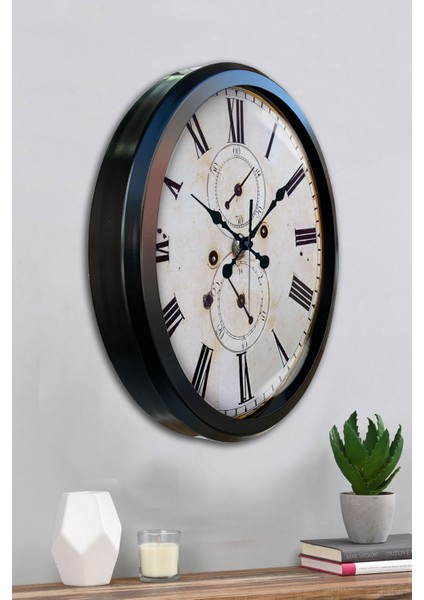 52 cm Siyah Metal Eskitme Duvar Saati fırsatları