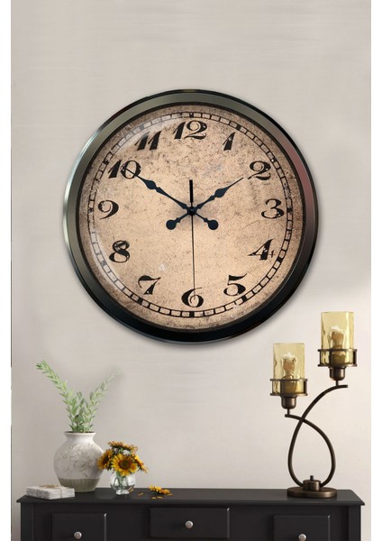 52 cm Siyah Metal Eskitme Duvar Saati fiyatları