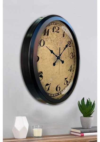 52 cm Siyah Metal Eskitme Duvar Saati fırsatları