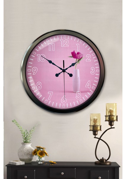 52 cm Siyah Metal Gül Duvar Saati fiyatları