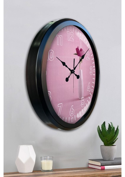 52 cm Siyah Metal Gül Duvar Saati fırsatları