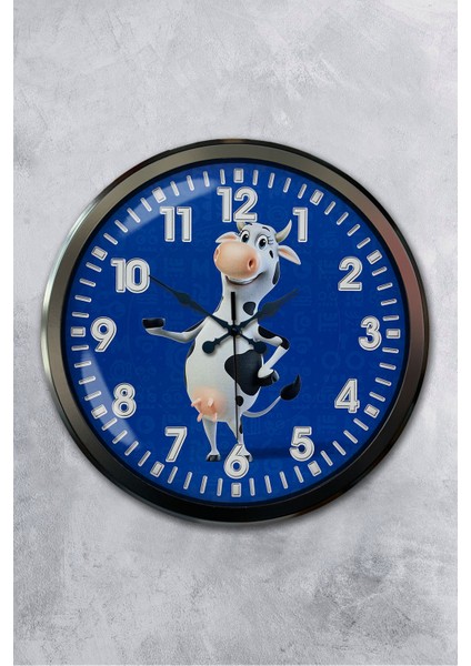 52 cm Siyah Metal Inek Duvar Saati