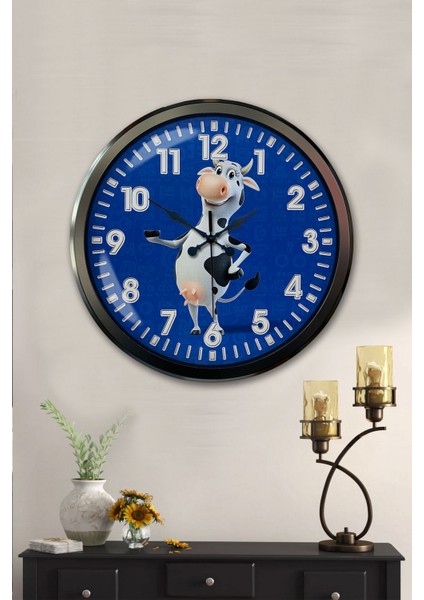 52 cm Siyah Metal Inek Duvar Saati fiyatları